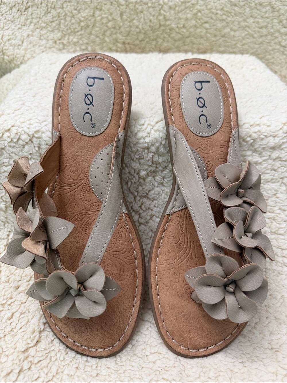 b.o.c. (Born Concept) Floral Taupe Thong Sandals
